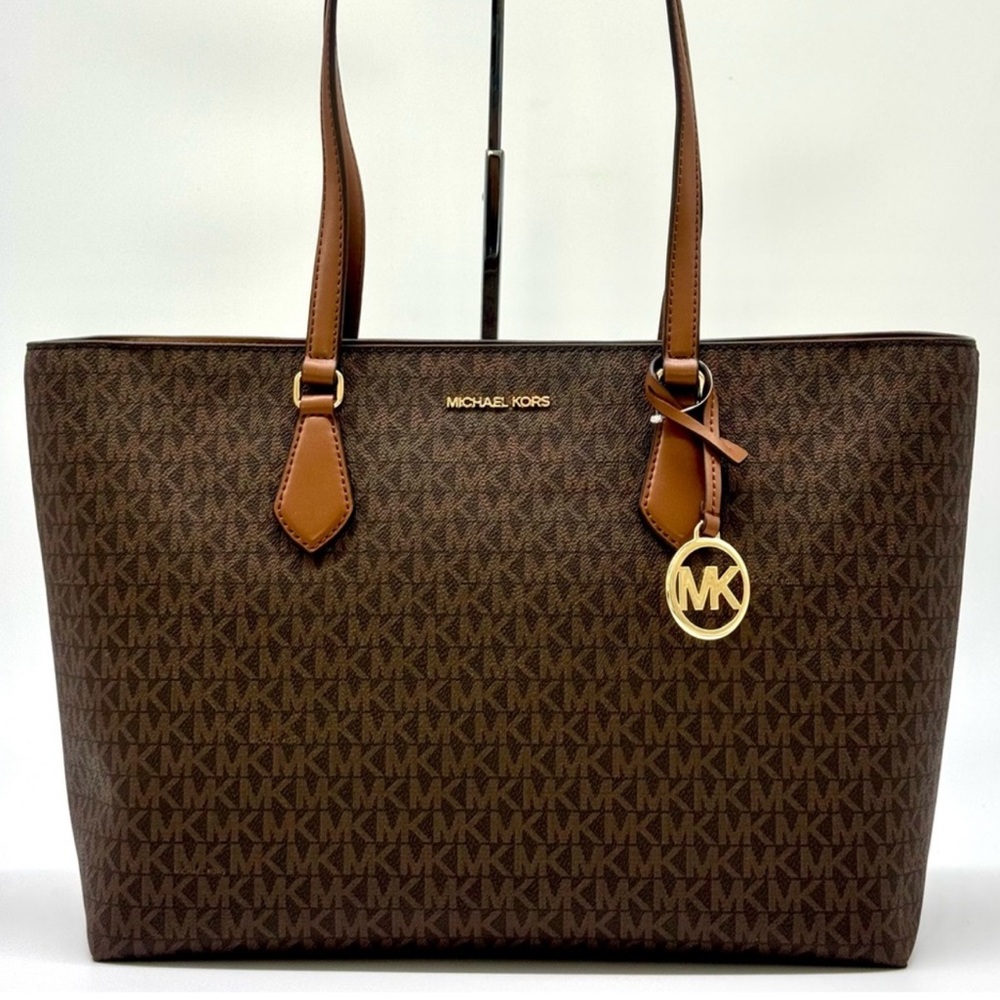 Michael Kors Sheila Large Signature Logo Tote Bag - Brown Signature